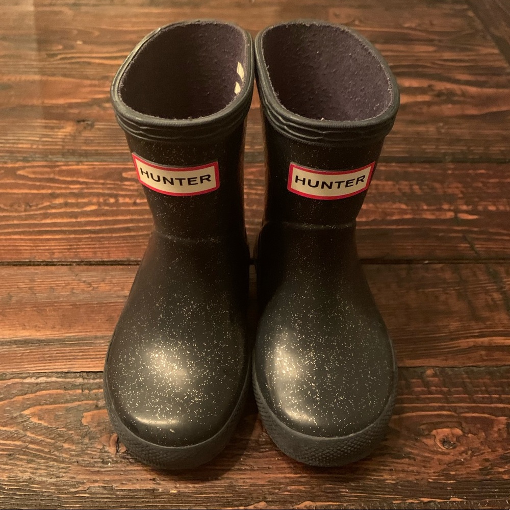 Hunter Boots, Navy Glitter, Toddler 5